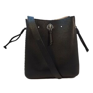 Kate Spade Black Leather Marti Shoulder Crossbody Bucket Bag Drawstring Purse